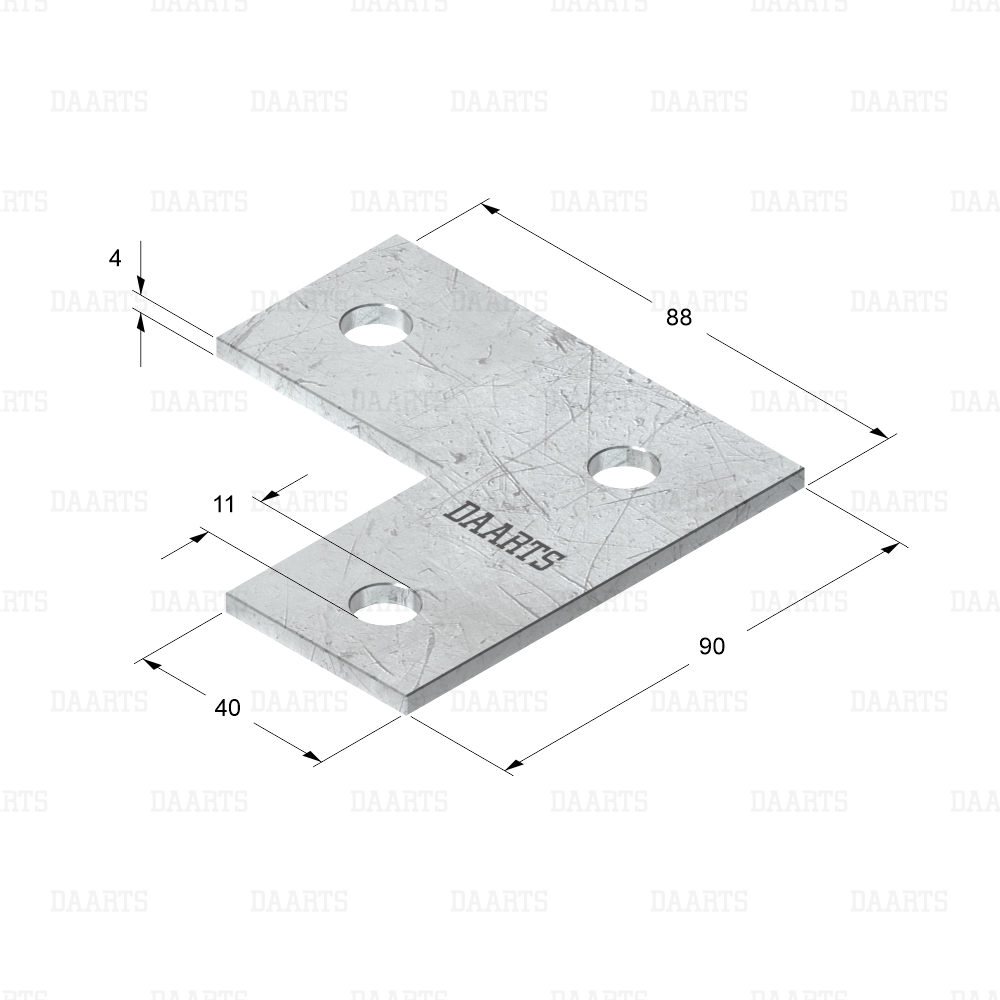 с размерами  Пластина соединительная DS MQL – L-образная